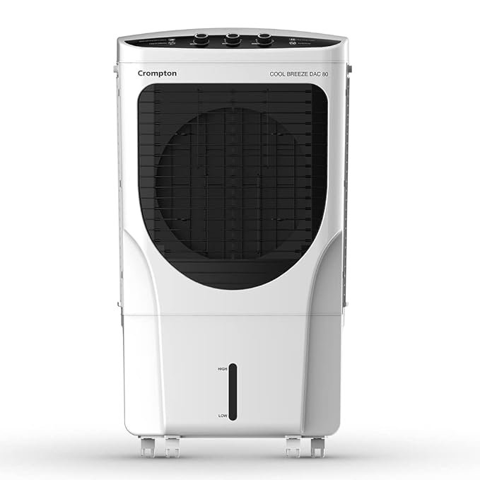 Crompton Cool Breeze DAC Desert Air Cooler- 80L; with Everlast Pump, 4-Way Air Deflection and Honeycomb pads; White & Black, (ACGC-CBDAC80)