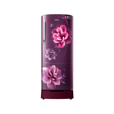 Samsung 183 L, 3 Star, Digital Inverter, Direct-Cool Single Door Refrigerator (RR20C1823CR/HL, Red, Camellia Purple, Base Stand Drawer, 2023 Model)