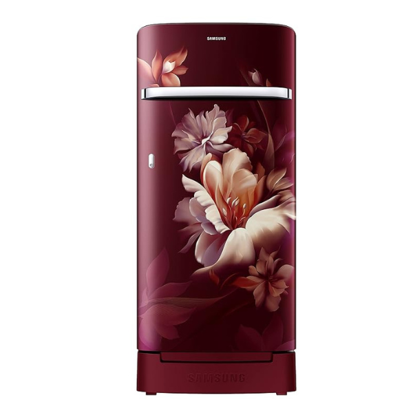 Samsung 189L 5 Star Inverter Direct-Cool Single Door Refrigerator Appliance (RR21C2H25RZ/HL,Midnight Blossom Red) Base Stand Drawer 2023 Model