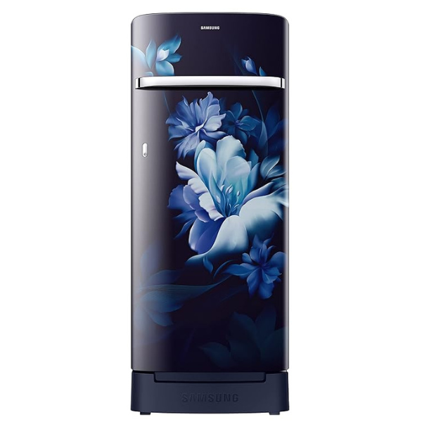 Samsung 215L 5 Star Inverter Direct-Cool Single Door Refrigerator (RR23C2H35UZ/HL,Midnight Blossom Blue) Base Stand Drawer 2023 Model