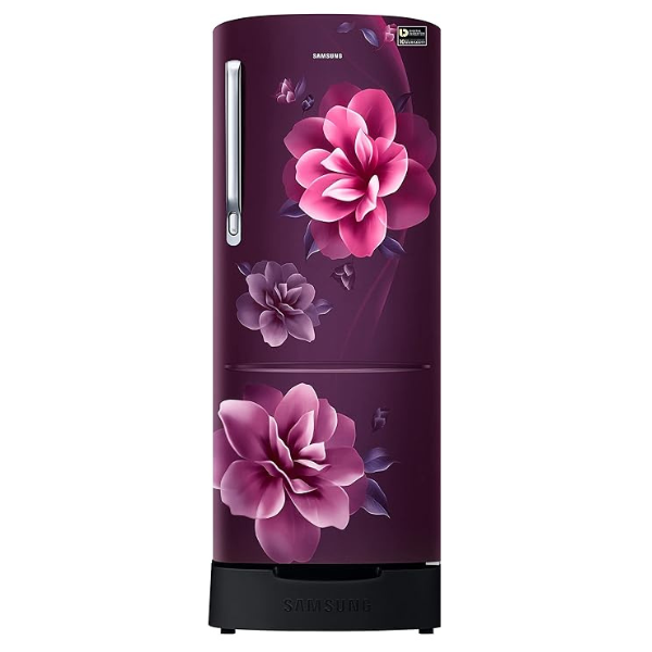 Samsung 223L 3 Star Inverter Direct-Cool Single Door Refrigerator Appliance (RR24C2823CR/NL,Camellia Purple) Base Stand Drawer 2023 Model