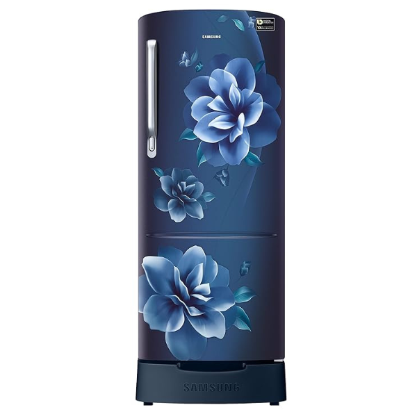 Samsung 223L 3 Star Inverter Direct-Cool Single Door Refrigerator Appliance (RR24C2823CU/NL,Camellia Blue) Base Stand Drawer 2023 Model