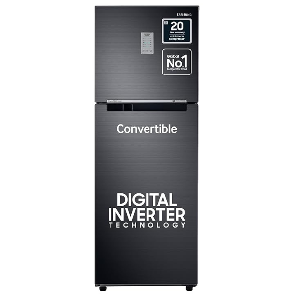 Samsung 301L 2 Star Inverter Frost-Free Convertible 5 In 1 Double Door Refrigerator Appliance (RT34C4522S8/HL,Elegant Inox 2023 Model)