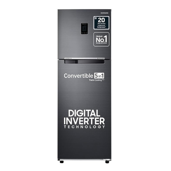 Samsung 322L 3 Star Convertible 5 In 1 Digital Inverter Frost-Free Double Door Refrigerator Appliance (RT37C4523BX/HL,Luxe Black 2023)