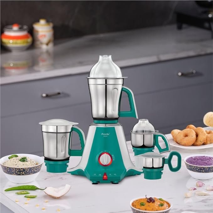 Preethi Aries MG 216 mixer grinder 750 watt, Green, 4 Jars, Vega W5 motor with 5yr Warranty & Lifelong Free Service