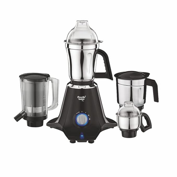 Preethi Taurus Plus MG-257 Mixer Grinder, 1000 Watt, Blue/Black 4 Jars - Super Extractor Juicer Jar, 2 Yr Product Guarantee & Lifelong Free Service(Metal)